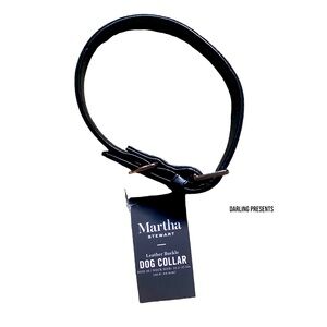 Martha Stewart Vegan Leather Engraved Buckle Dog Collar Black Size 16/M